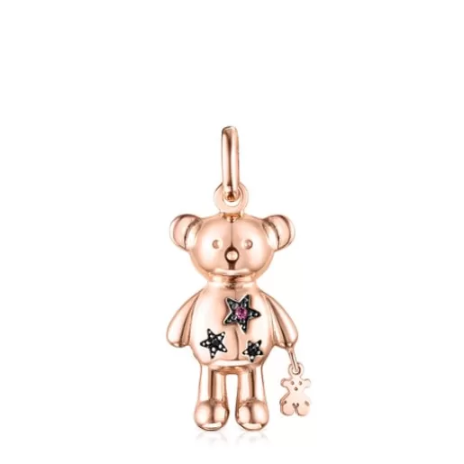 Shop Rose Silver Vermeil Teddy Bear Stars Pendant with Gemstones Silver Pendants | Medium Pendants