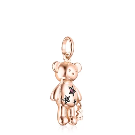 Shop Rose Silver Vermeil Teddy Bear Stars Pendant with Gemstones Silver Pendants | Medium Pendants