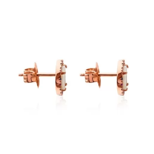 Flash Sale Rose Vermeil Silver Camille Earrings with Mother-of-Pearl and multicolored Sapphire Silver Earrings | Small Earrings