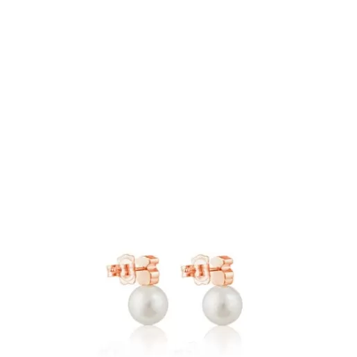 New Rose Vermeil Silver Hiper Micro Earrings with Pearl Silver Earrings | Small Earrings