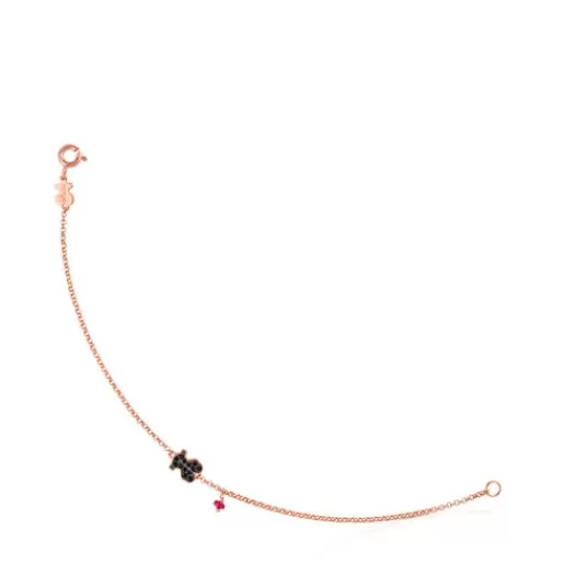 Hot Rose Vermeil Silver Motif Bracelet with spinel and ruby Bear motif Silver Bracelets | Chain Bracelets