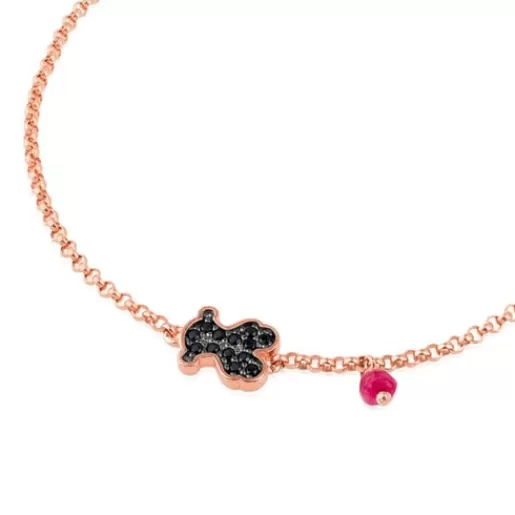Hot Rose Vermeil Silver Motif Bracelet with spinel and ruby Bear motif Silver Bracelets | Chain Bracelets