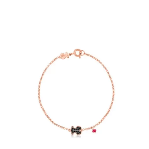 Hot Rose Vermeil Silver Motif Bracelet with spinel and ruby Bear motif Silver Bracelets | Chain Bracelets