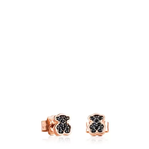 Hot Rose Vermeil Silver Motif Earrings with Spinel Bear motif Kids Silver Earrings | Small Earrings