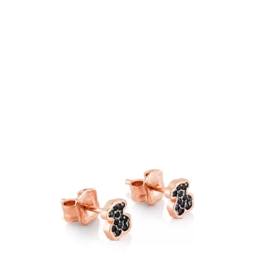 Hot Rose Vermeil Silver Motif Earrings with Spinel Bear motif Kids Silver Earrings | Small Earrings