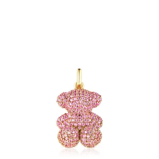 Fashion Sapphire and gold Bold Bear pendant Gold Pendants | Small Pendants