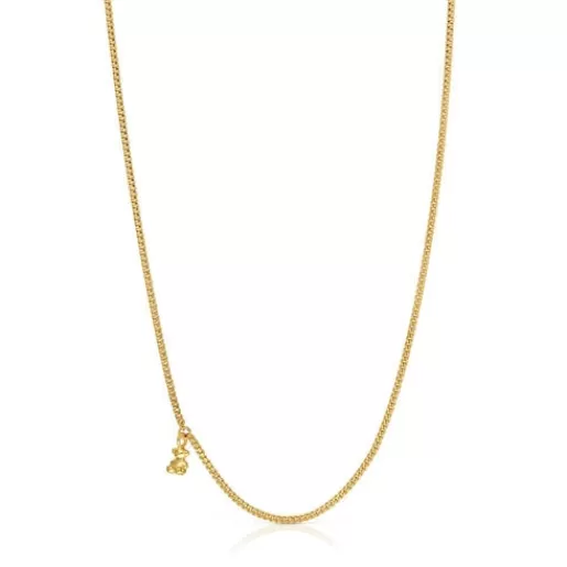 Fashion Short curbed Necklace with 18kt gold plating over silver Bold Bear Silver Necklaces | Short Necklaces