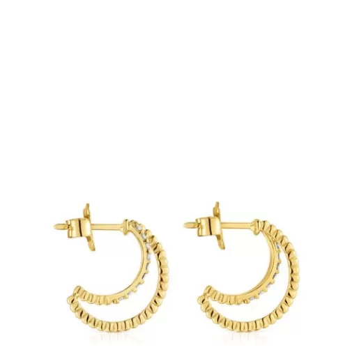 Discount Short double hoop Earrings with diamonds Les Classiques Gold Earrings | Hoop Earrings