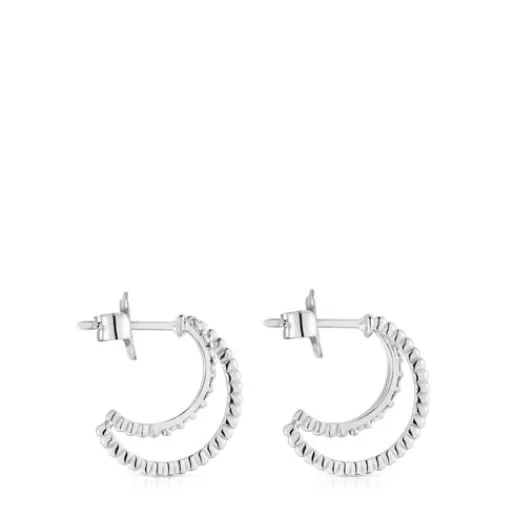 New Short double hoop white gold Earrings with Diamonds Les Classiques Gold Earrings | Hoop Earrings