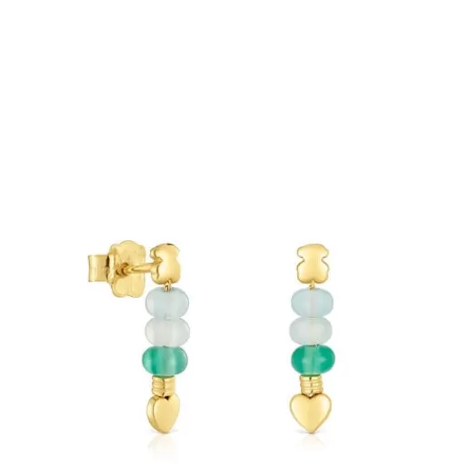 Fashion Short gold and chalcedony motifs Earrings Balloon Gold Earrings