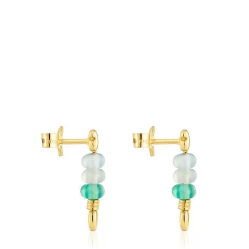 Fashion Short gold and chalcedony motifs Earrings Balloon Gold Earrings