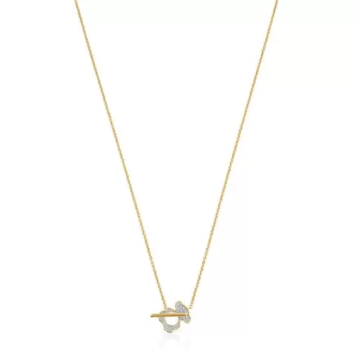 Shop Short gold and diamond bear Necklace I-Bear Gold Necklaces | Short Necklaces