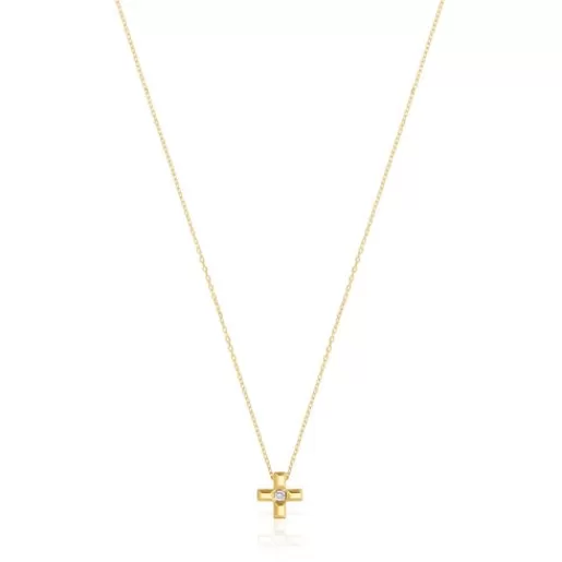 Online Short gold and diamond cross Necklace Basics Short Necklaces