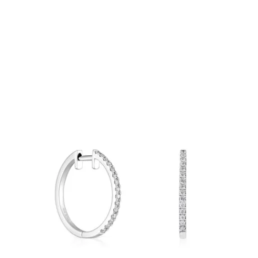 Fashion Short hoop Earrings in white gold with 14.5 mm diamonds Les Classiques Gold Earrings | Hoop Earrings