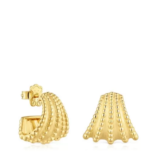 Hot Short Hoop earrings with 18kt gold plating over silver Grain Silver Earrings | Hoop Earrings