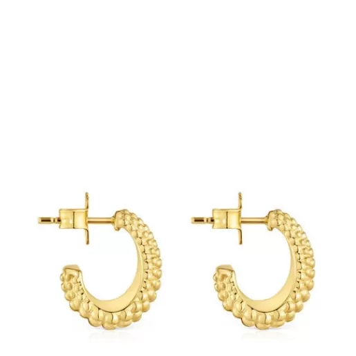 Hot Short Hoop earrings with 18kt gold plating over silver Grain Silver Earrings | Hoop Earrings