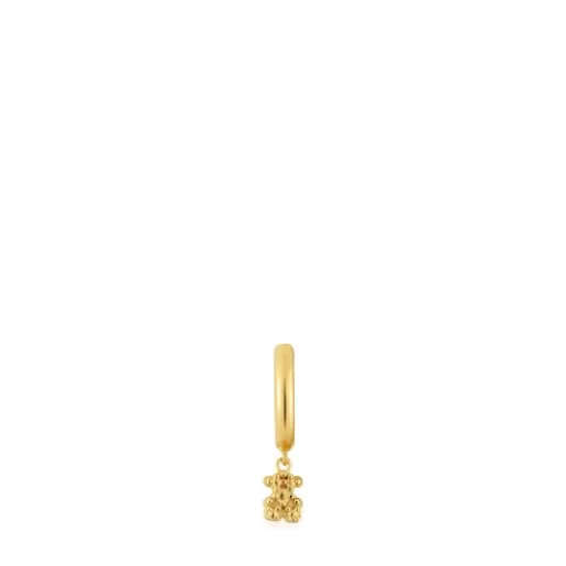 Best Short Hoop individual earring with 18kt gold plating over silver and bear motif Grain Silver Earrings | Hoop Earrings