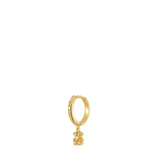 Best Short Hoop individual earring with 18kt gold plating over silver and bear motif Grain Silver Earrings | Hoop Earrings