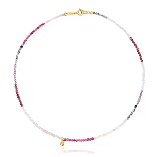 Flash Sale Short 18kt gold plating over silver Necklace with tourmalines Bold Bear Silver Necklaces | Short Necklaces