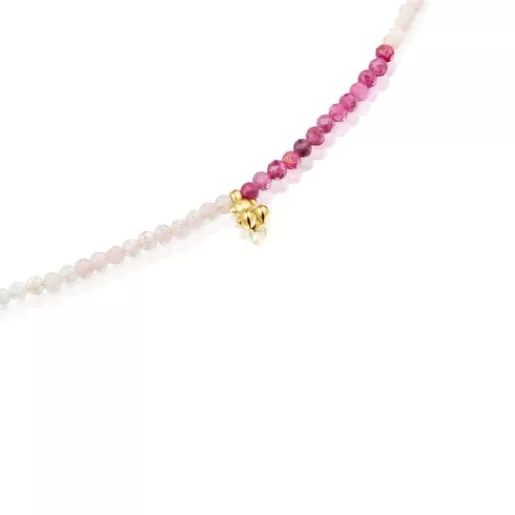 Flash Sale Short 18kt gold plating over silver Necklace with tourmalines Bold Bear Silver Necklaces | Short Necklaces
