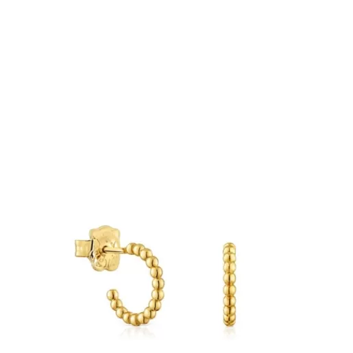 New Short 15 mm ball Hoop earrings with 18kt gold plating over silver Basics Silver Earrings | Hoop Earrings
