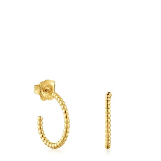 Fashion Short 15 mm ball Hoop earrings with 18kt gold plating over silver Basics Silver Earrings | Hoop Earrings