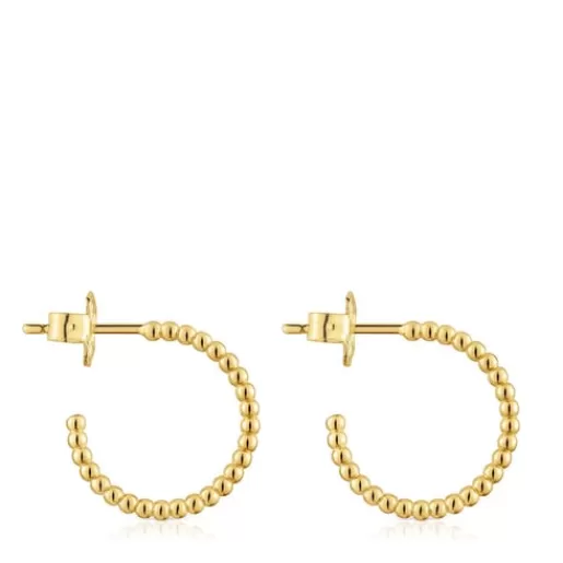 Fashion Short 15 mm ball Hoop earrings with 18kt gold plating over silver Basics Silver Earrings | Hoop Earrings