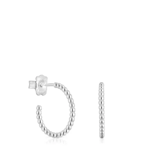 Fashion Short 15 mm silver ball Hoop earrings Basics Silver Earrings | Hoop Earrings