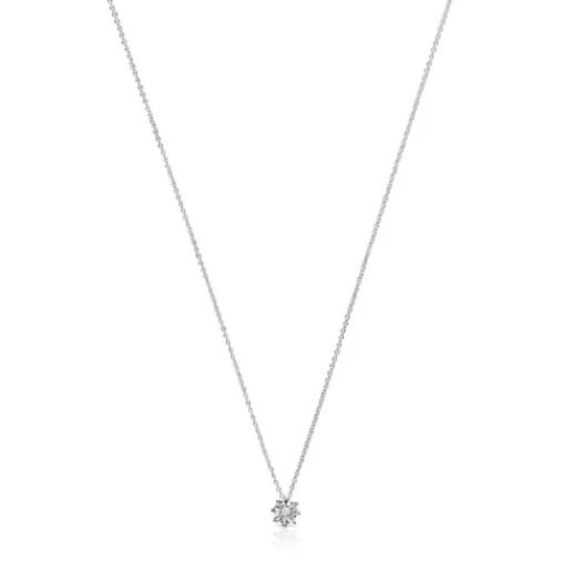 New Short rosette Necklace in white gold with 0.10 ct diamond Les Classiques Short Necklaces