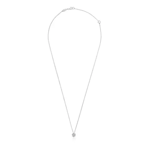 New Short rosette Necklace in white gold with 0.10 ct diamond Les Classiques Short Necklaces