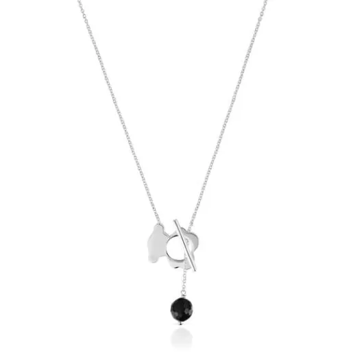 Shop Short silver and onyx bear Necklace I-Bear Silver Necklaces | Short Necklaces