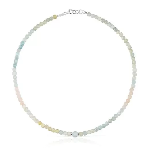 Flash Sale Short silver Necklace with multicolored beryllium Basic Colors Silver Necklaces | Short Necklaces