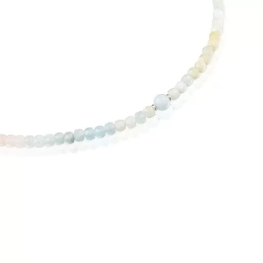 Flash Sale Short silver Necklace with multicolored beryllium Basic Colors Silver Necklaces | Short Necklaces