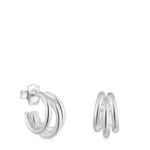 Best Short silver triple-hoop Earrings Basics Silver Earrings | Hoop Earrings