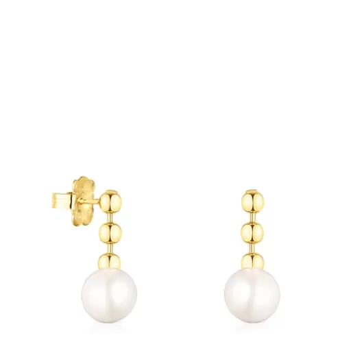 Discount Short Silver Vermeil Gloss ball Earrings with Pearl Silver Earrings | Pearl Earrings