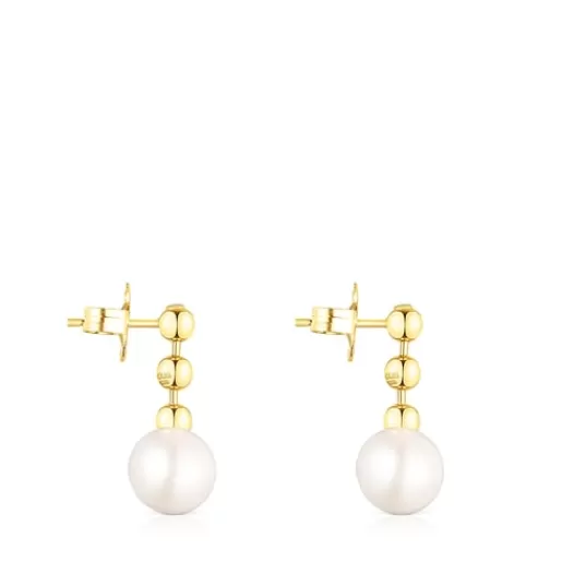 Discount Short Silver Vermeil Gloss ball Earrings with Pearl Silver Earrings | Pearl Earrings