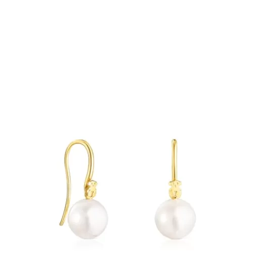 Outlet Short Silver Vermeil Gloss Earrings with Pearl Silver Earrings | Pearl Earrings