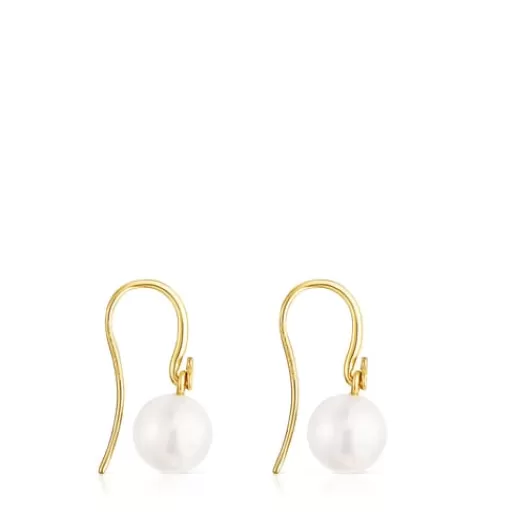 Outlet Short Silver Vermeil Gloss Earrings with Pearl Silver Earrings | Pearl Earrings