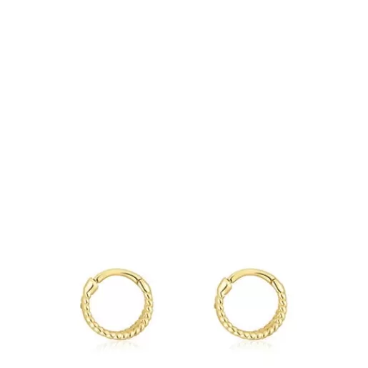 New Short triple hoop Earrings with embossed gold Basics Gold Earrings | Hoop Earrings