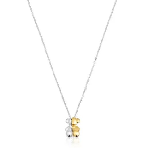 Outlet Short two-tone bear Double necklace My Other Half Silver Necklaces | Short Necklaces