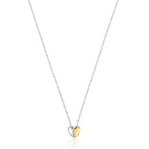 Flash Sale Short two-tone small heart Double necklace My Other Half Silver Necklaces | Short Necklaces