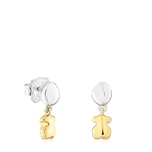 Best Short two-tone Joy Bits Earrings with bear Silver Earrings