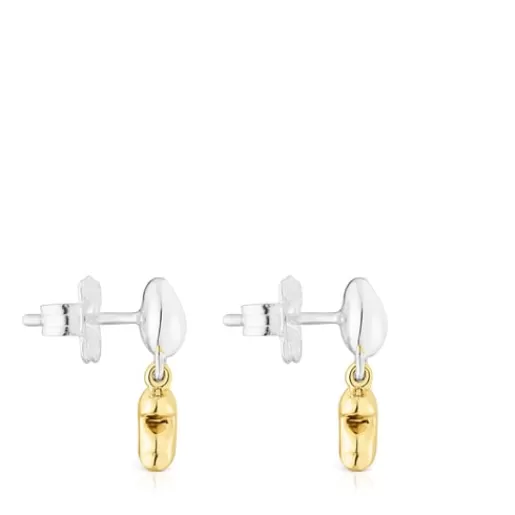 Best Short two-tone Joy Bits Earrings with bear Silver Earrings