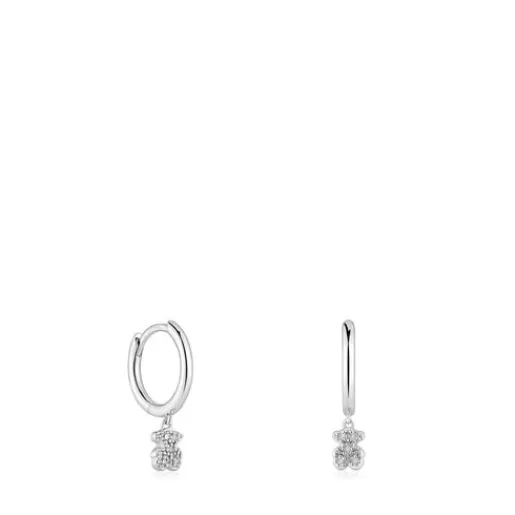 Flash Sale Short white-gold bear Hoop earrings with diamonds Grain Gold Earrings | Hoop Earrings