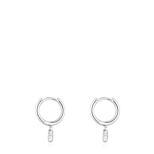 Flash Sale Short white-gold bear Hoop earrings with diamonds Grain Gold Earrings | Hoop Earrings