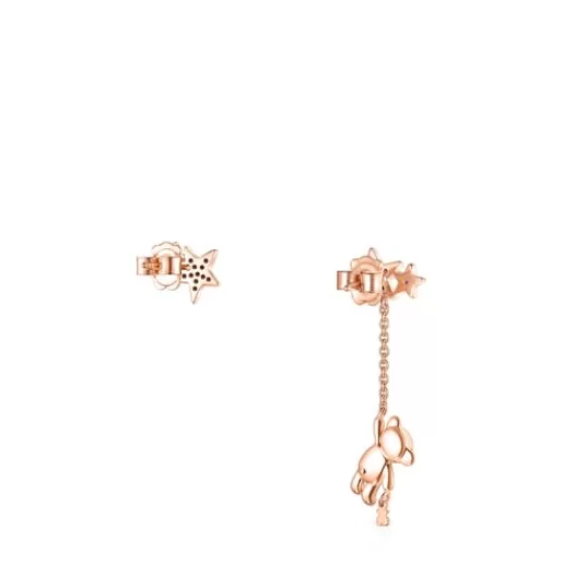Best Sale Short/long Rose Silver Vermeil Teddy Bear Stars Earrings with Spinel and Ruby Silver Earrings | Large Earrings