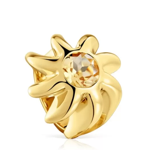New Signet ring with 18kt gold plating over silver and citrine Galia Silver Rings