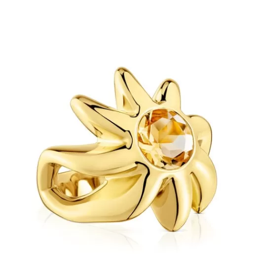 New Signet ring with 18kt gold plating over silver and citrine Galia Silver Rings