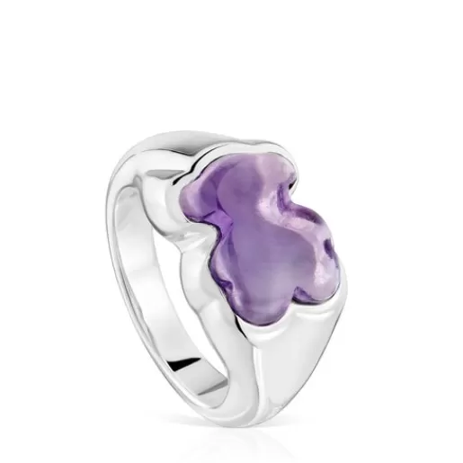 Sale and amethyst bear Signet ring Bold Motif Silver Rings