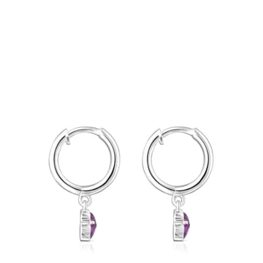 Clearance and Amethyst Cool Color Earrings Silver Earrings | Hoop Earrings
